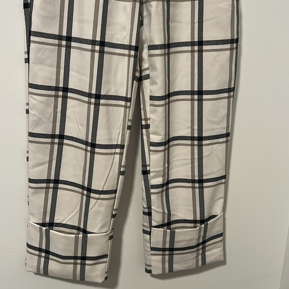 Zara Pull On Elastic Waistband Plaid Work Career Office Pants Size Small - Picture 2 of 5